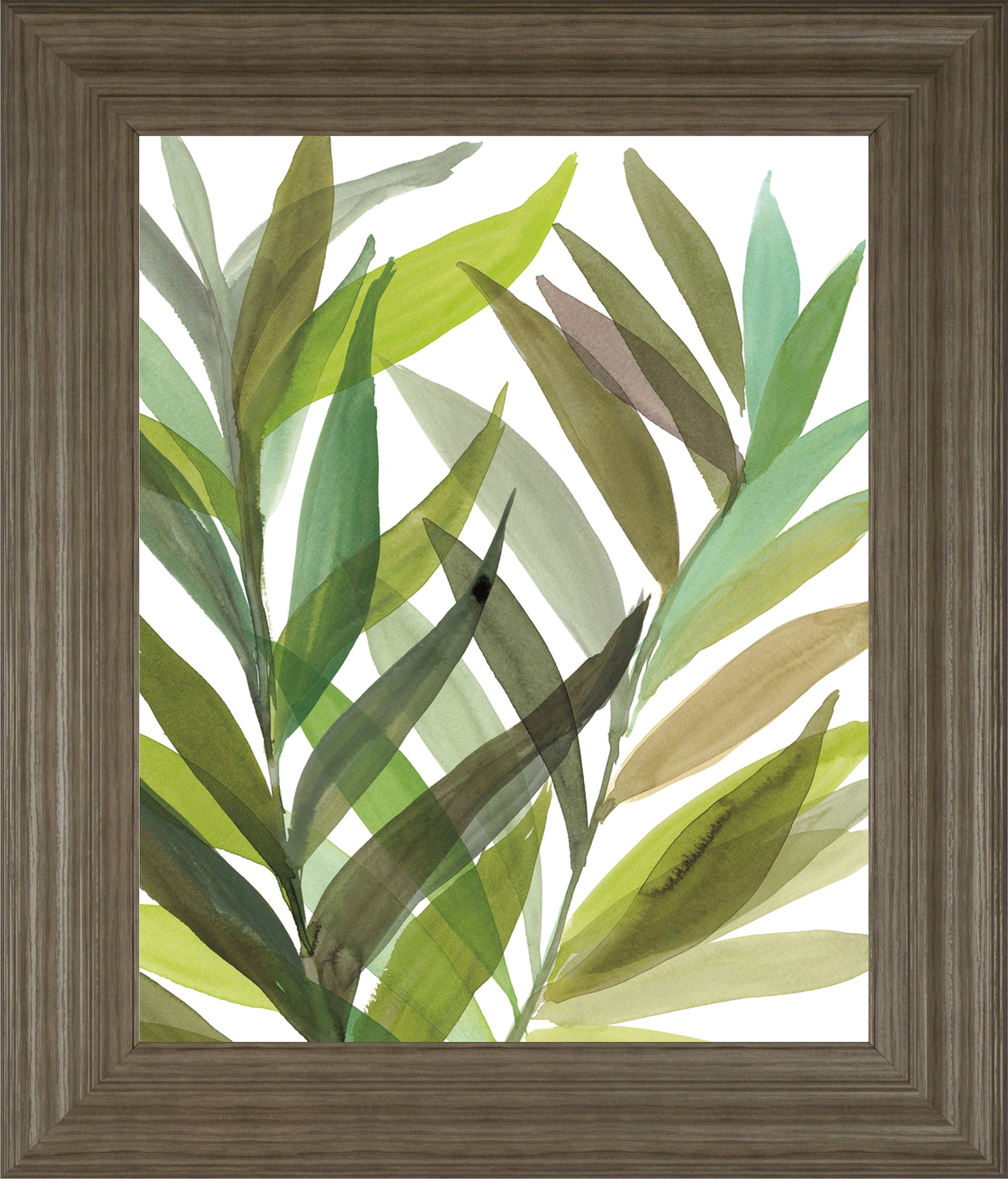 Tropical Greens I By Rebecca Meyers - Framed Print Wall Art - Green Classy Art