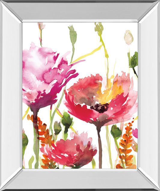 Blooms And Buds By Rebecca Meyers - Mirror Framed Print Wall Art - Pink Classy Art