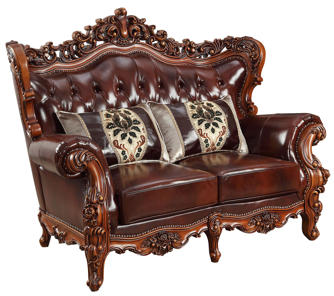 Acme Furniture Eustoma Loveseat in Cherry and Walnut 53066 ACME East