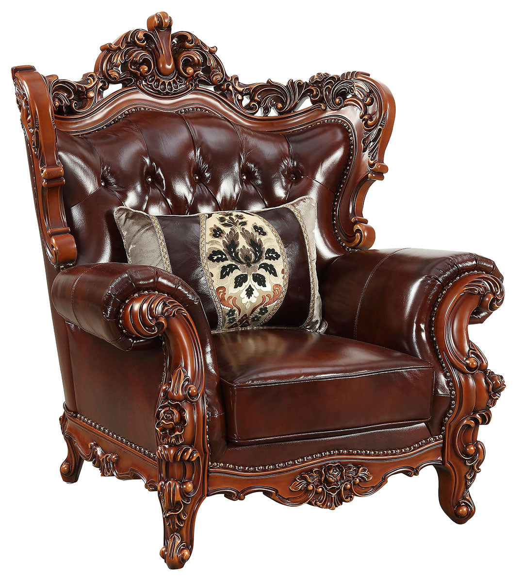 Acme Furniture Eustoma Chair in Cherry and Walnut 53067 ACME East