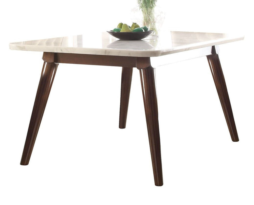 Acme Gasha Dining Table in White/Walnut 72820 ACME East