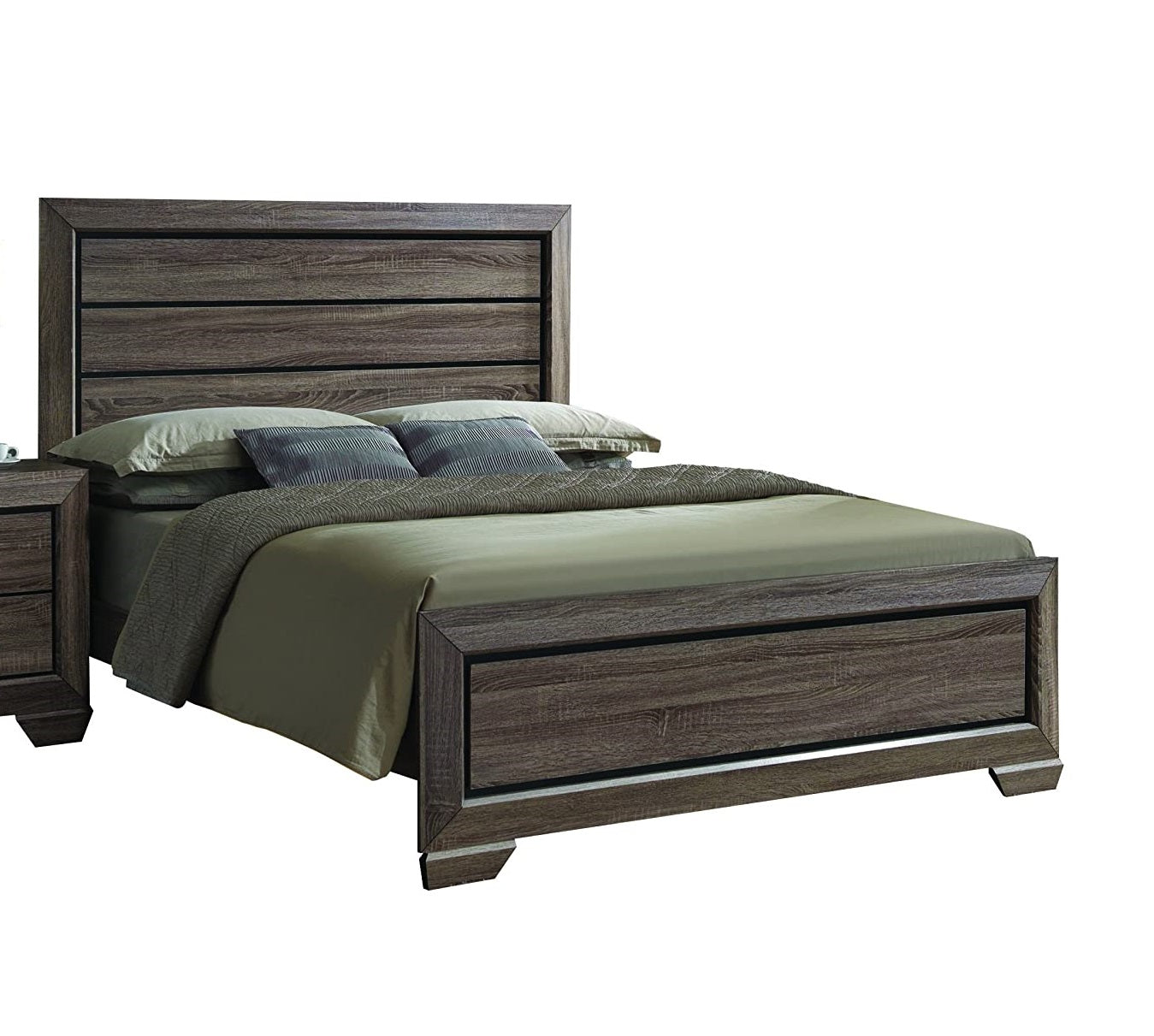 Acme Lyndon King Panel Bed in Weathered Gray Grain 26017EK ACME East