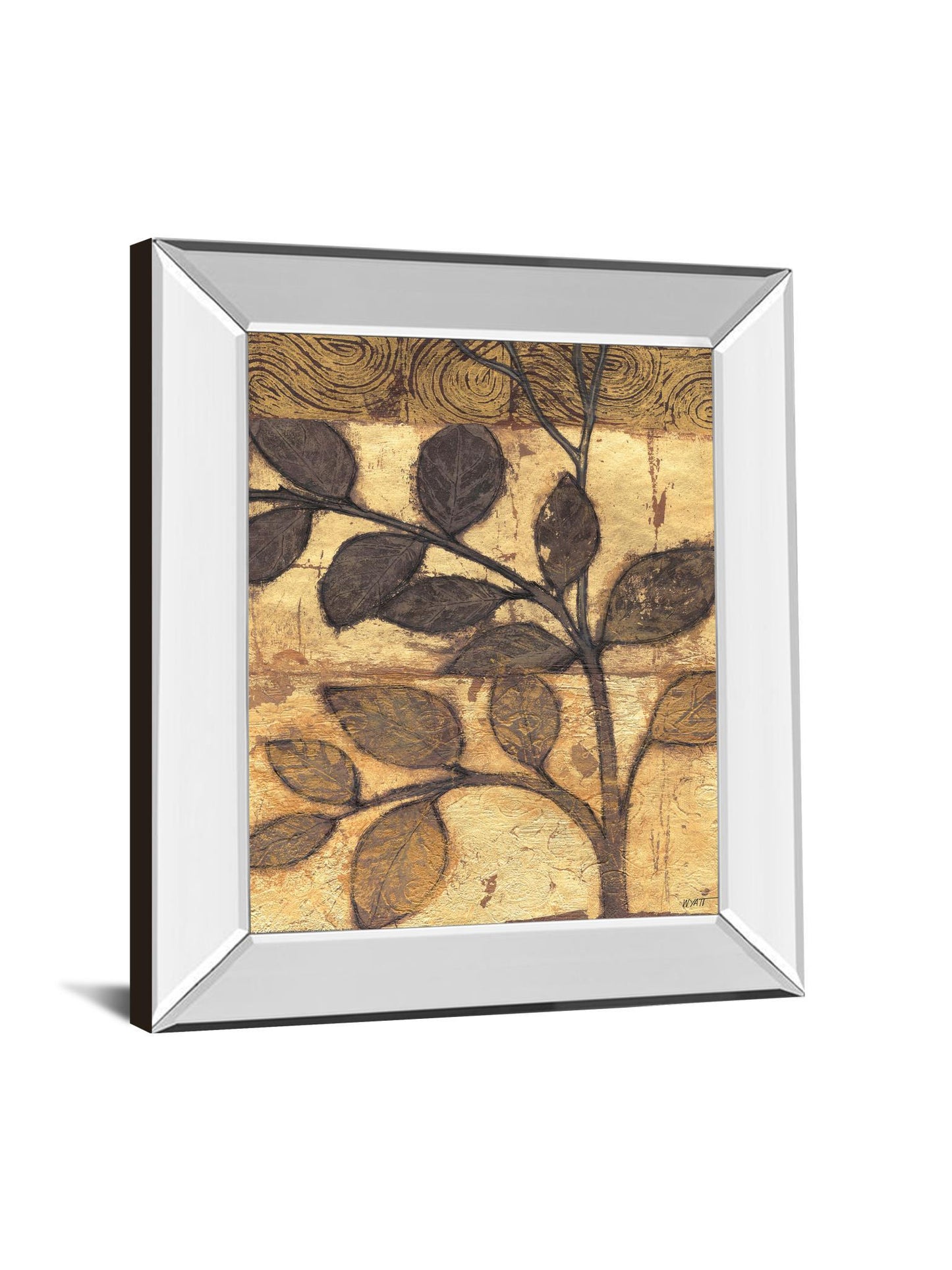 Bronzed Branches I By Norman Wyatt, Jr. - Mirror Framed Print Wall Art - Dark Brown Classy Art