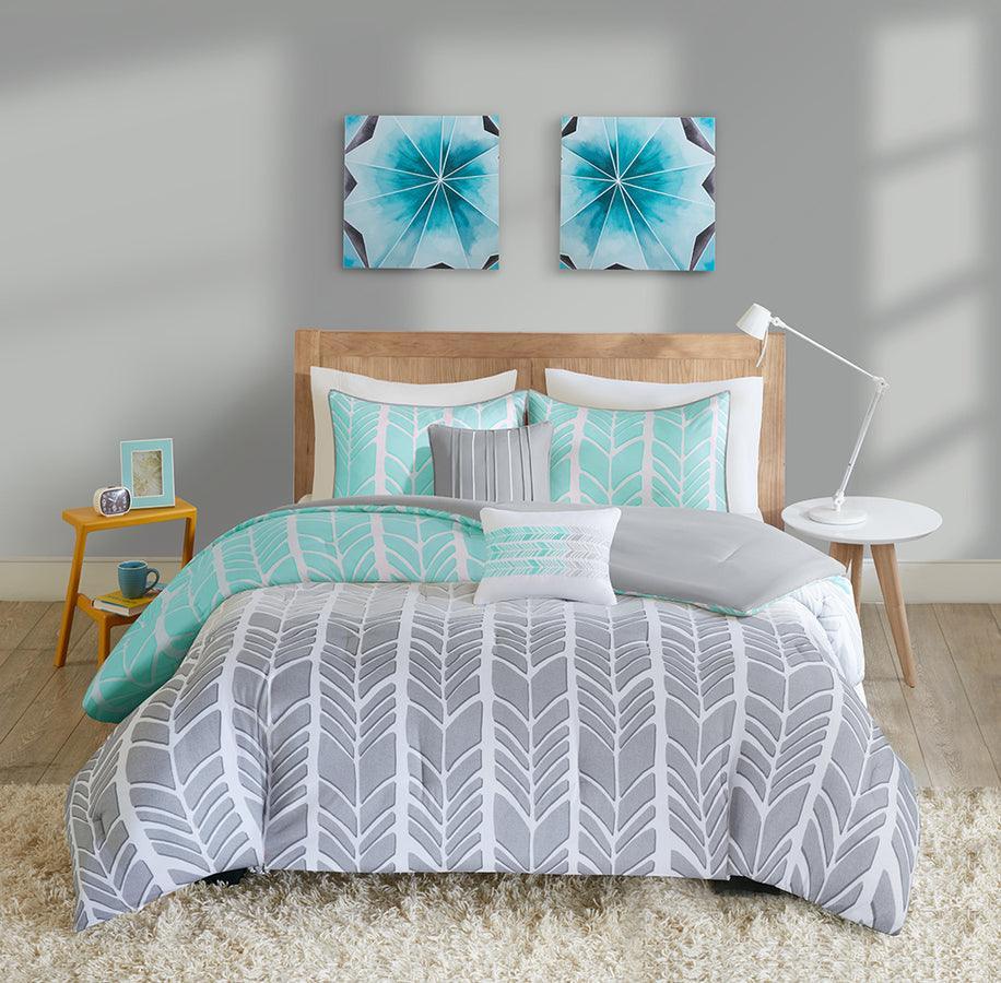 Adel 20 " D Comforter Set Aqua Twin/Twin XL Olliix.com