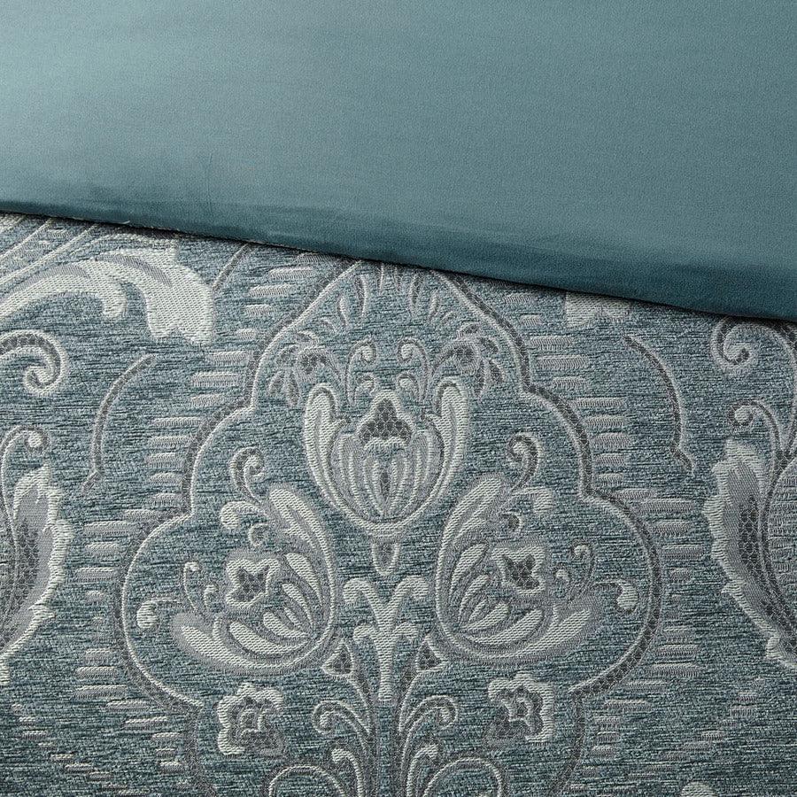 Adelphia Jacquard Comforter Set With Euro Shams And Dec Pillows Slate Blue King Olliix.com