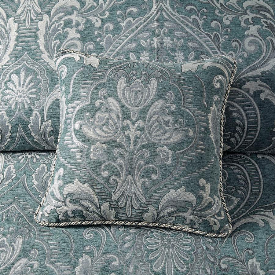 Adelphia Jacquard Comforter Set With Euro Shams And Dec Pillows Slate Blue King Olliix.com