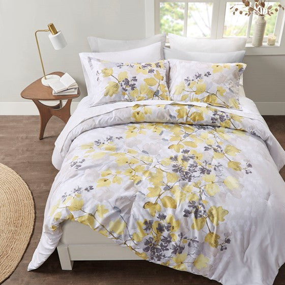 Comforter Set with Bed Sheets Yellow Queen Olliix.com