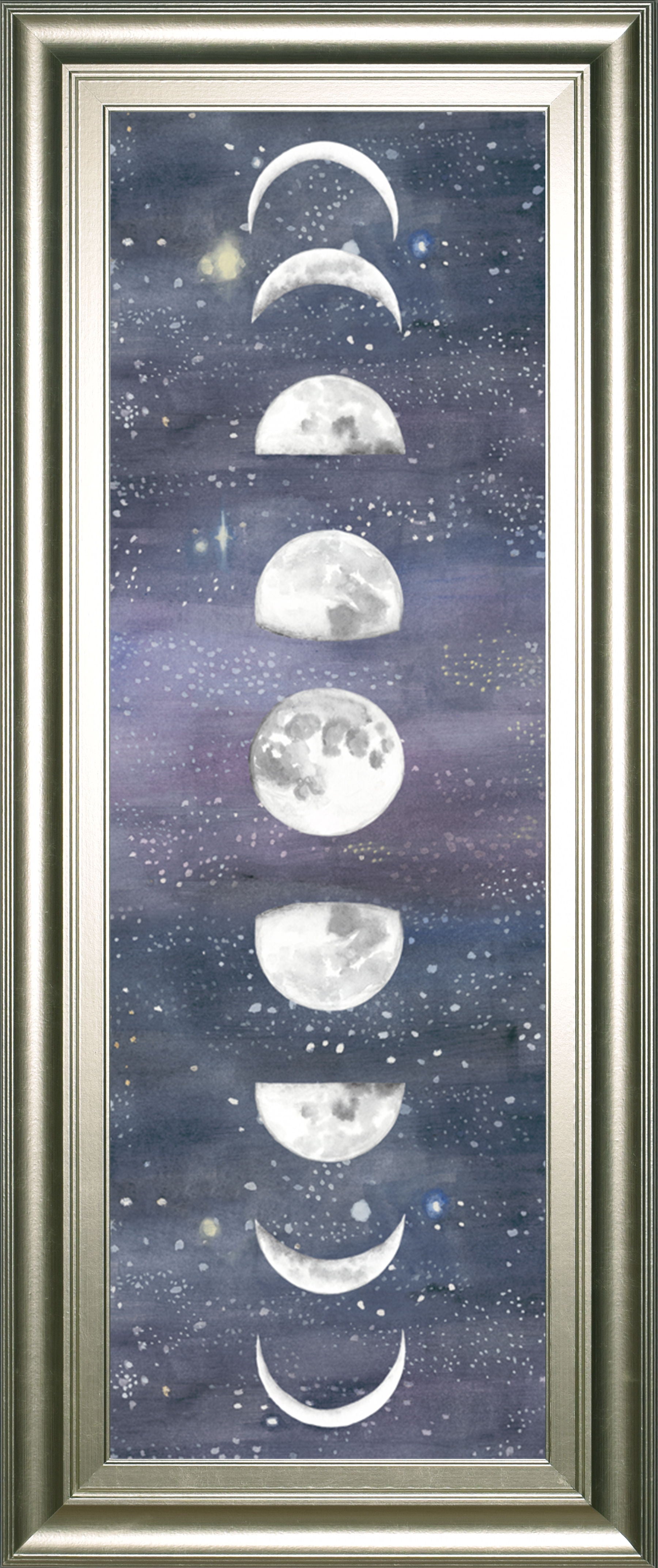 Moon Chart Il By Naomi Mccavitt - Framed Print Wall Art - Blue Classy Art