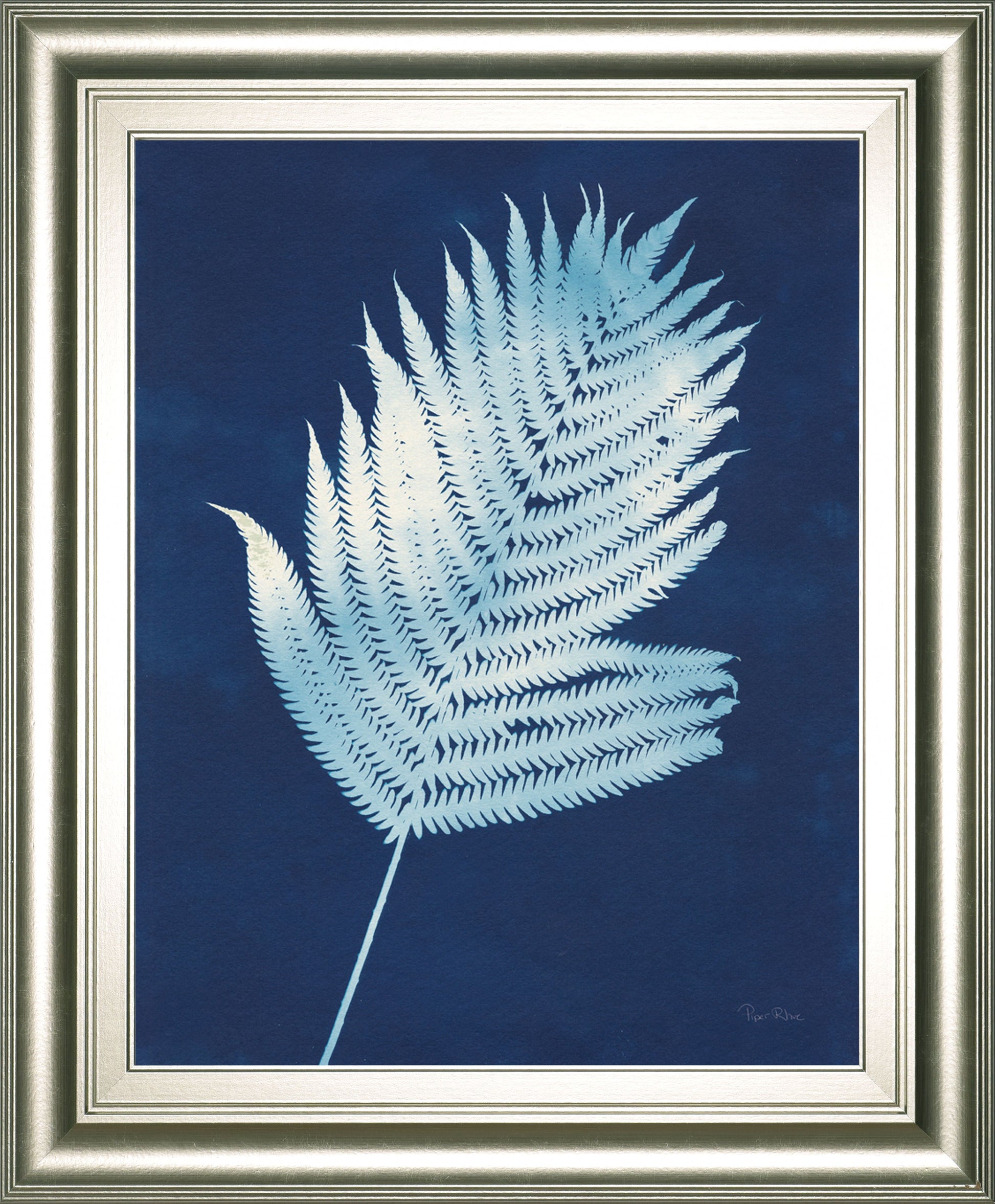 Nature By The Lake Ferns III By Piper Rhue - Framed Print Wall Art - Blue Classy Art