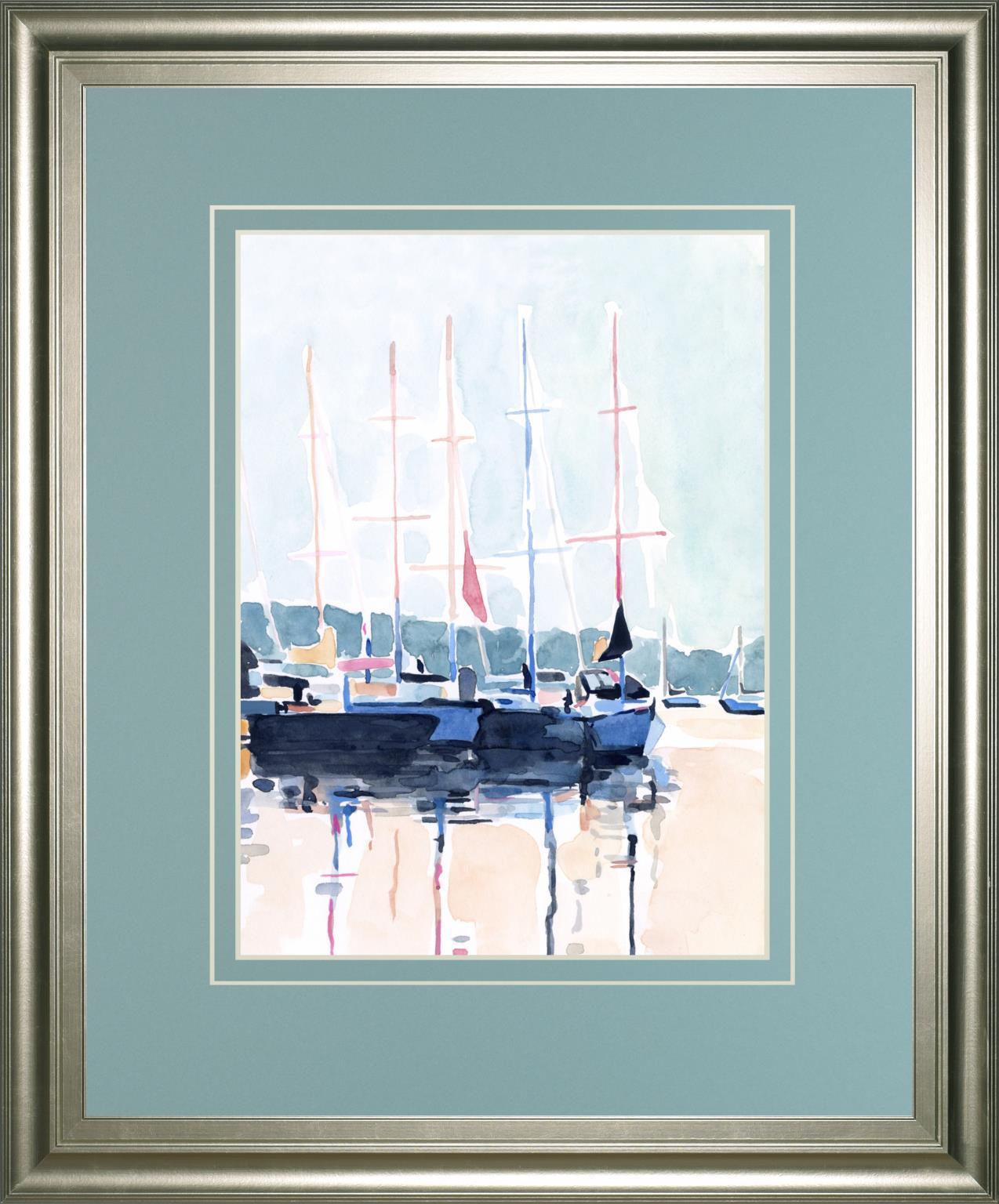 34x40 Watercolor Boat Club I By Emma Scarvey - Beige Classy Art