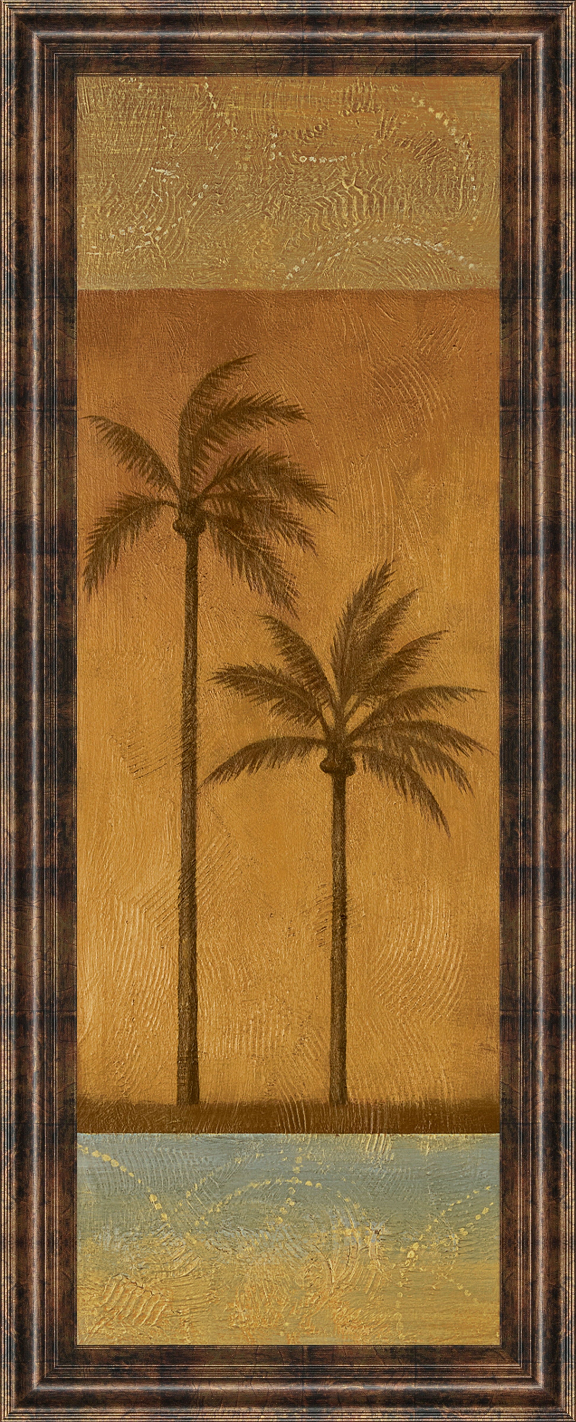 Golden Palm Il By Jordan Grey - Framed Print Wall Art - Dark Brown Classy Art