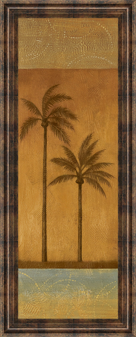 Golden Palm Il By Jordan Grey - Framed Print Wall Art - Dark Brown Classy Art