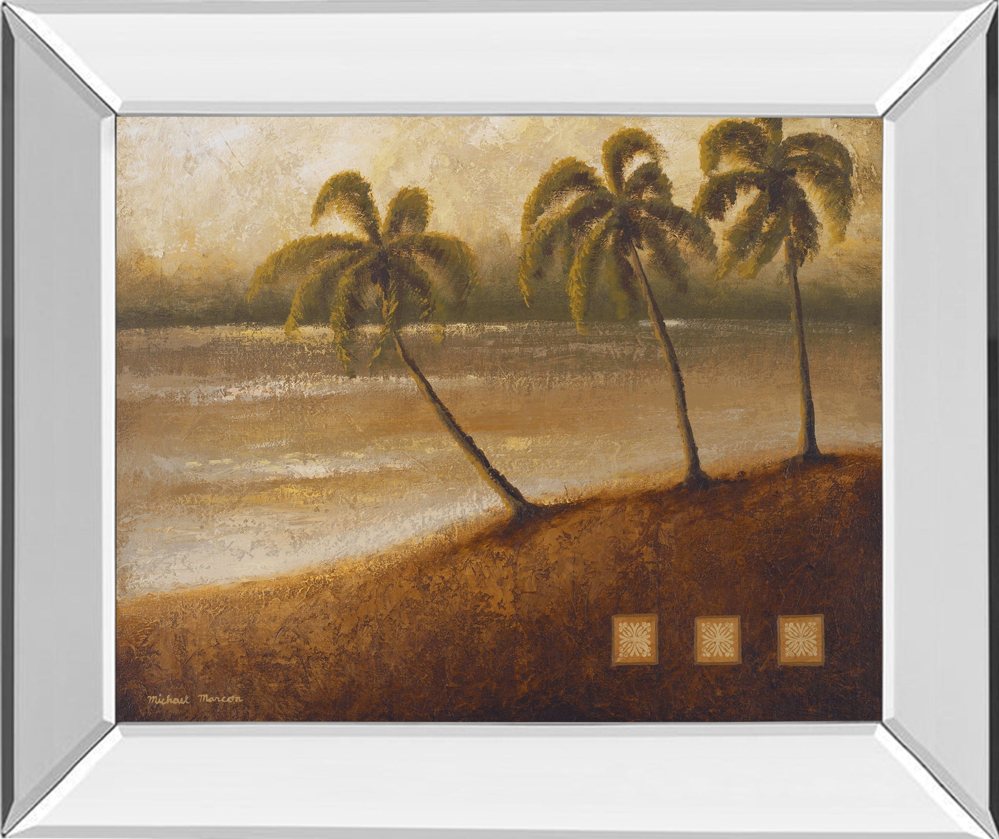 Tropical Escape Il By Michael Marcon - Mirror Framed Print Wall Art - Green Classy Art