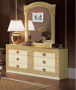 ESF Furniture - Aida Double Dresser with Mirror Set in Ivory-Gold - AIDADOUBLEDRESSER-M ESF Furniture