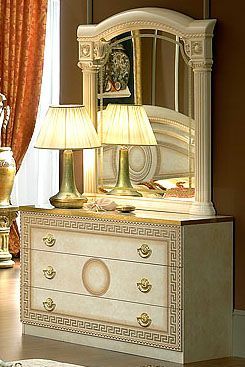 ESF Furniture - Aida Single Dresser with Mirror Set in Ivory-Gold - AIDASDRESSER-M ESF Furniture