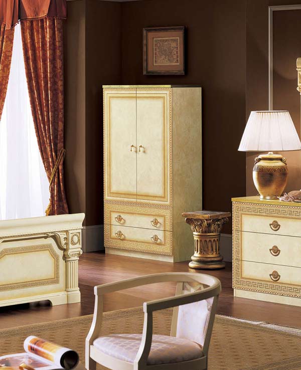 ESF Furniture - Aida 2 Door Wardrobe in Ivory-Gold - AIDA2DOORW-D ESF Furniture