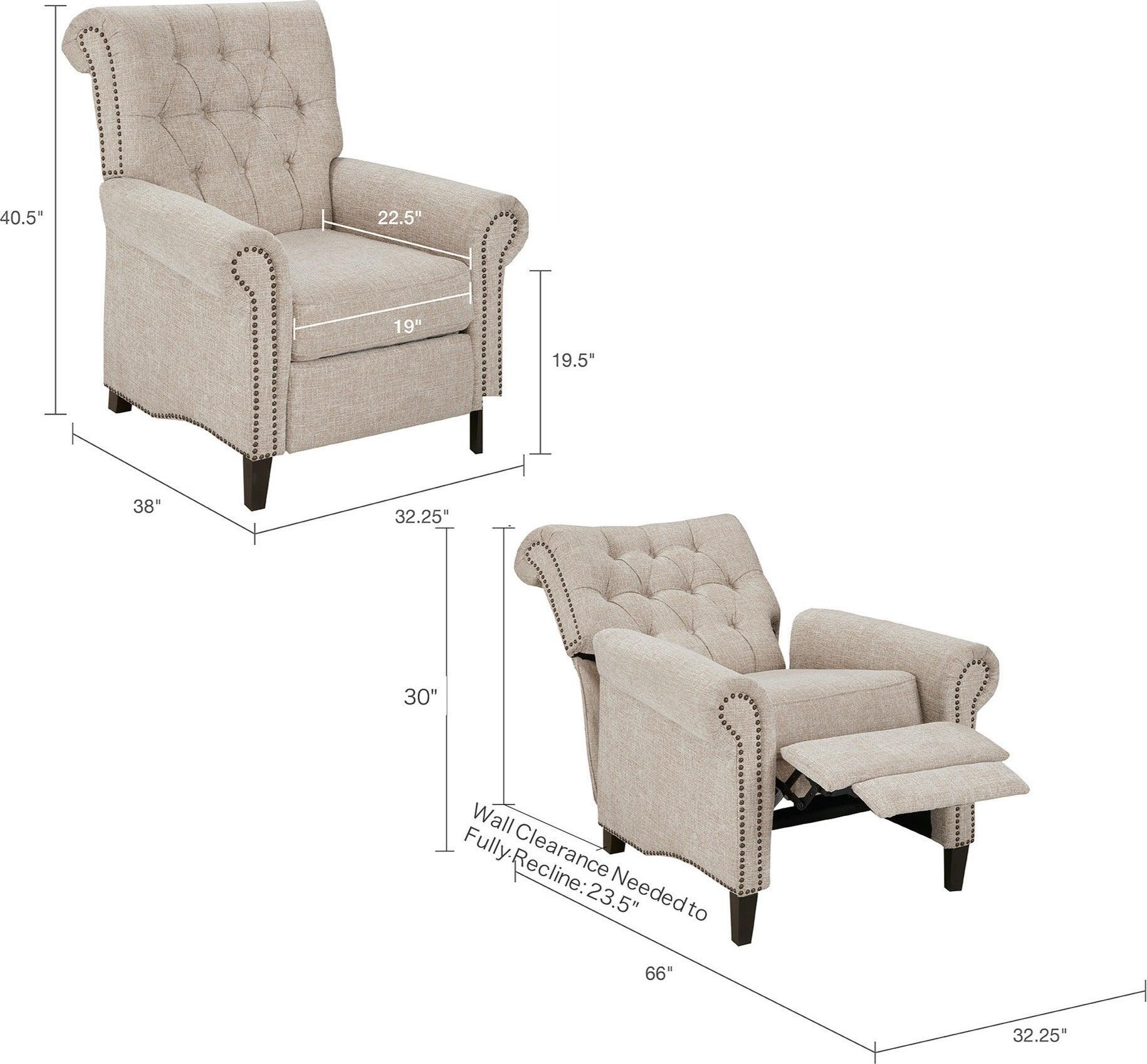 Aidan Push Back Recliner Cream Olliix.com