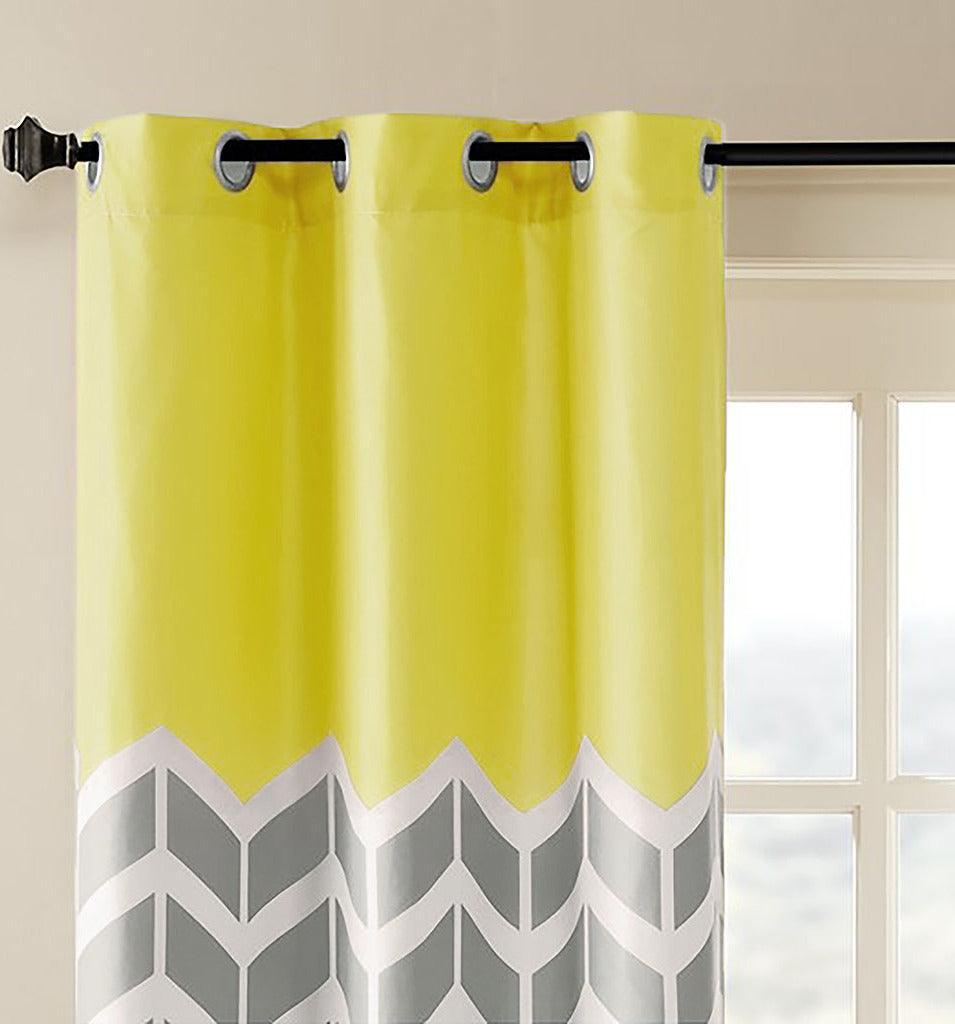 Alex 63" Chevron Printed Grommet Top Panel Pair Yellow Olliix.com