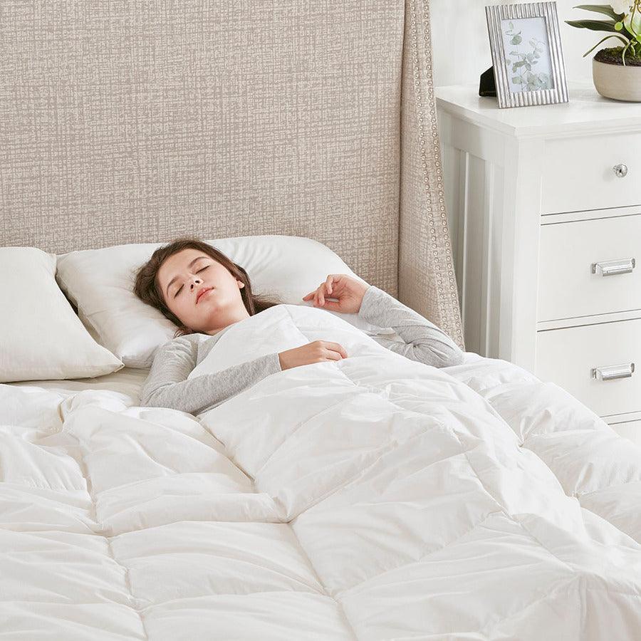 All Season Oversized 100% Cotton Down Comforter White King Olliix.com