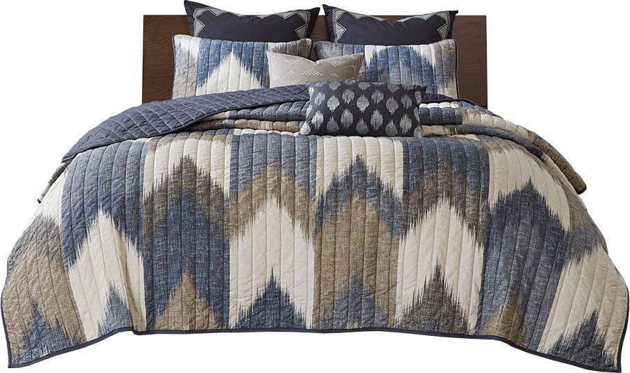 Alpine Full/Queen 3 Piece Printed Cotton Coverlet Set Navy Olliix.com