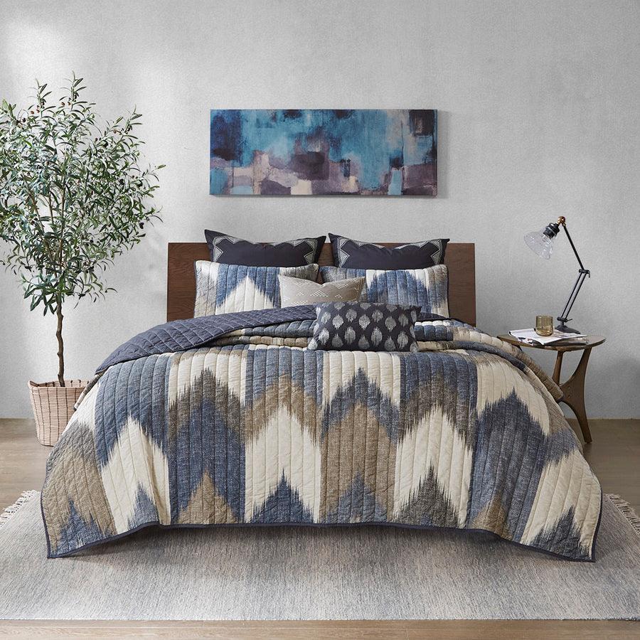 Alpine Full/Queen 3 Piece Printed Cotton Coverlet Set Navy Olliix.com