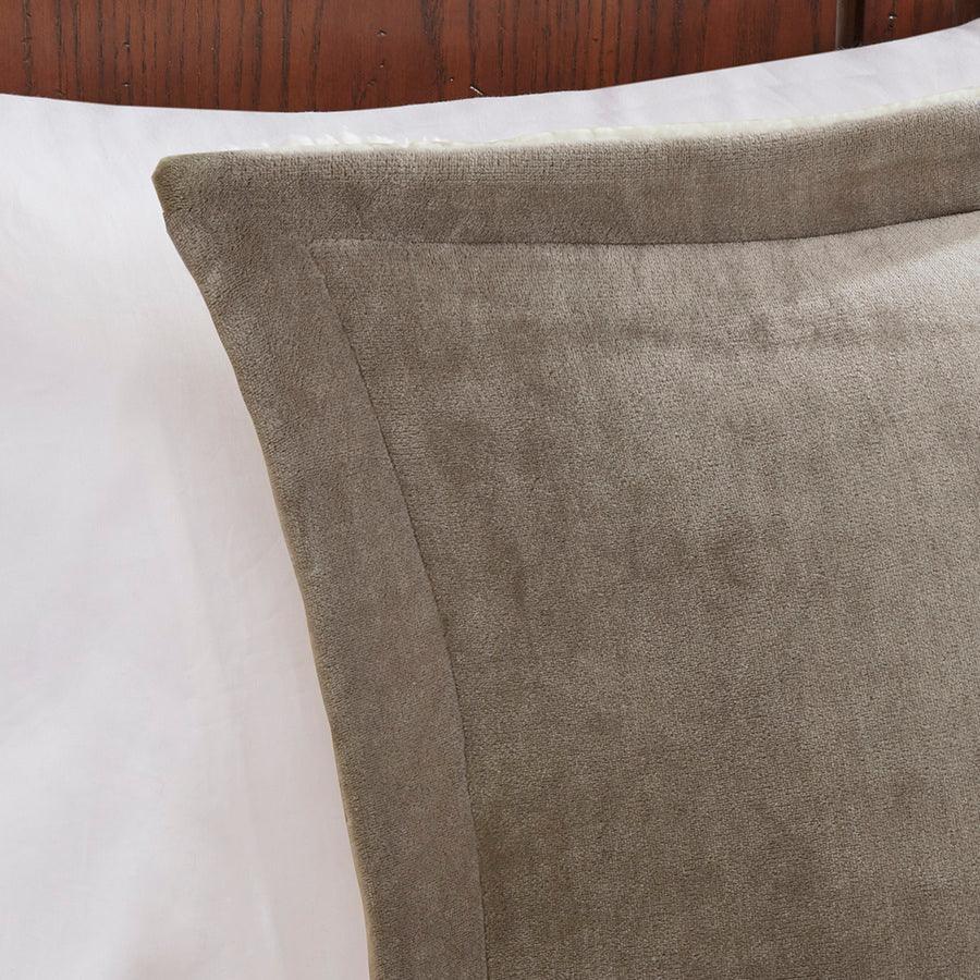 Alton Casual Plush to Sherpa Down Alternative Comforter Set Taupe | Ivory Twin Olliix.com