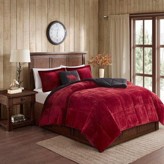 Alton Comforter  Full / Queen Red & Black Olliix.com