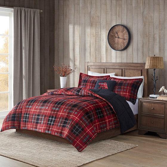 Alton Comforter  Full / Queen Red Plaid Olliix.com