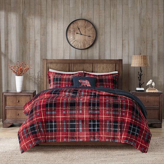 Alton Comforter  Full / Queen Red Plaid Olliix.com