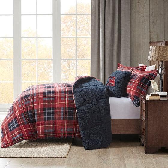 Alton Comforter  Full / Queen Red Plaid Olliix.com