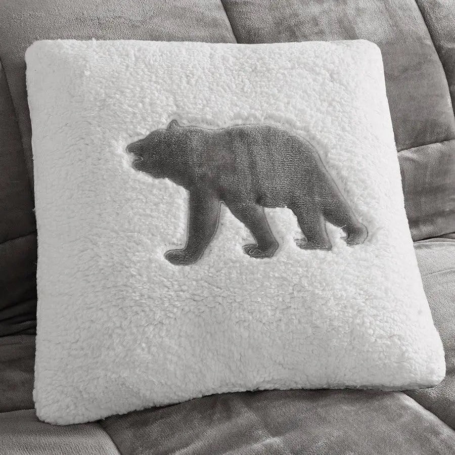 Alton Cottage Plush to Sherpa Down Alternative Comforter Set Charcoal | Ivory King Olliix.com