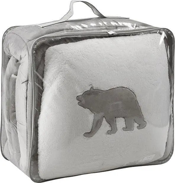 Alton Cottage Plush to Sherpa Down Alternative Comforter Set Charcoal | Ivory King Olliix.com