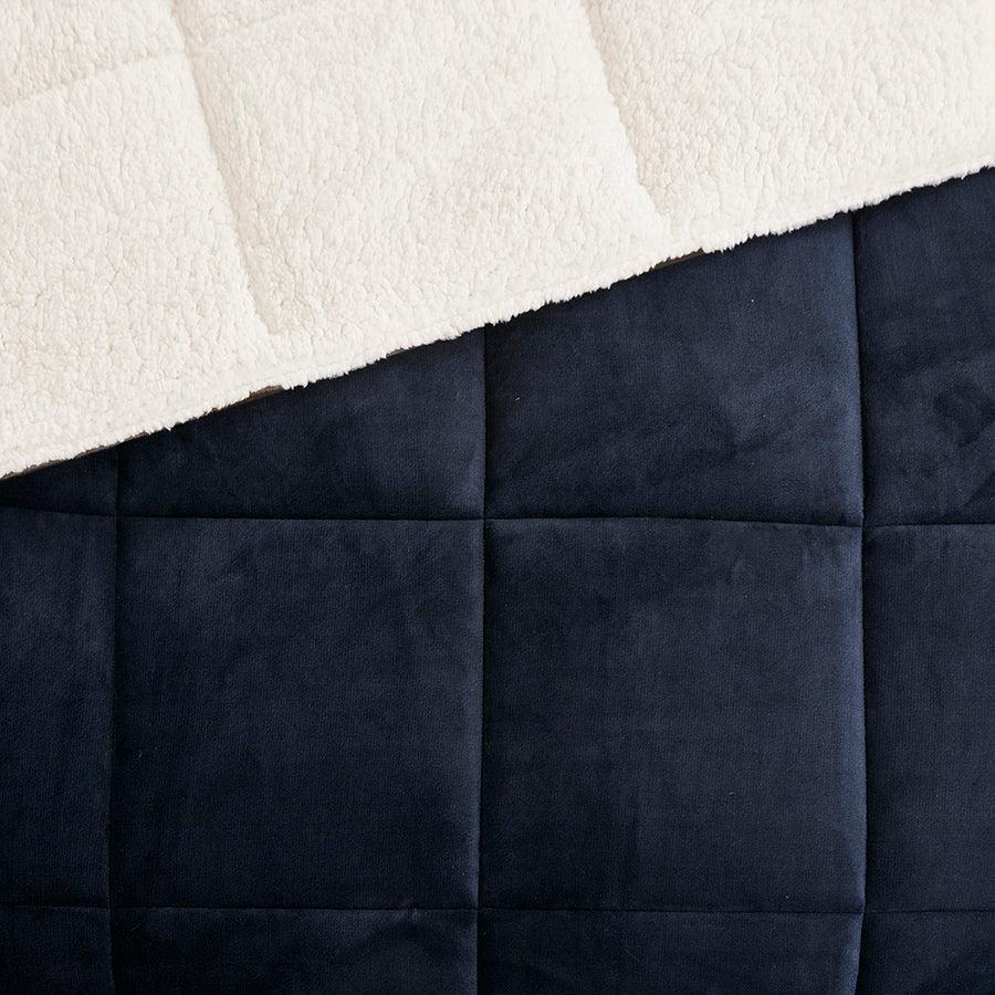 Alton Global Inspired Plush to Sherpa Down Alternative Comforter Set Navy | Ivory Twin Olliix.com