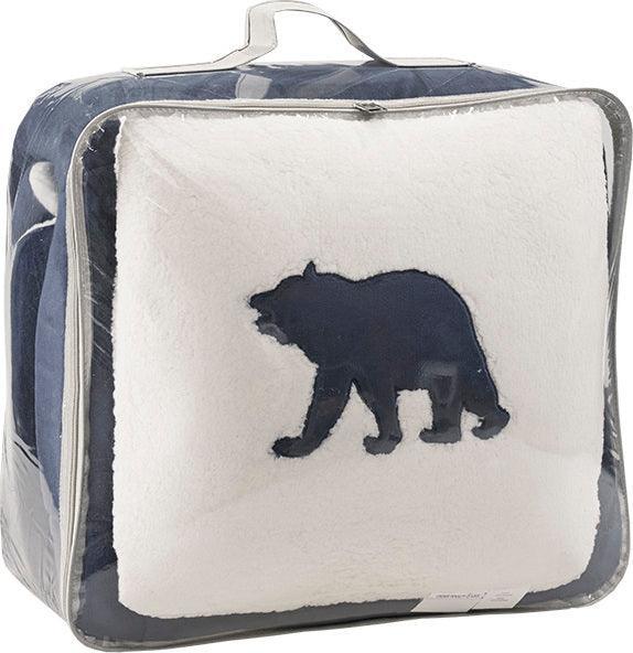 Alton Global Inspired Plush to Sherpa Down Alternative Comforter Set Navy | Ivory Twin Olliix.com