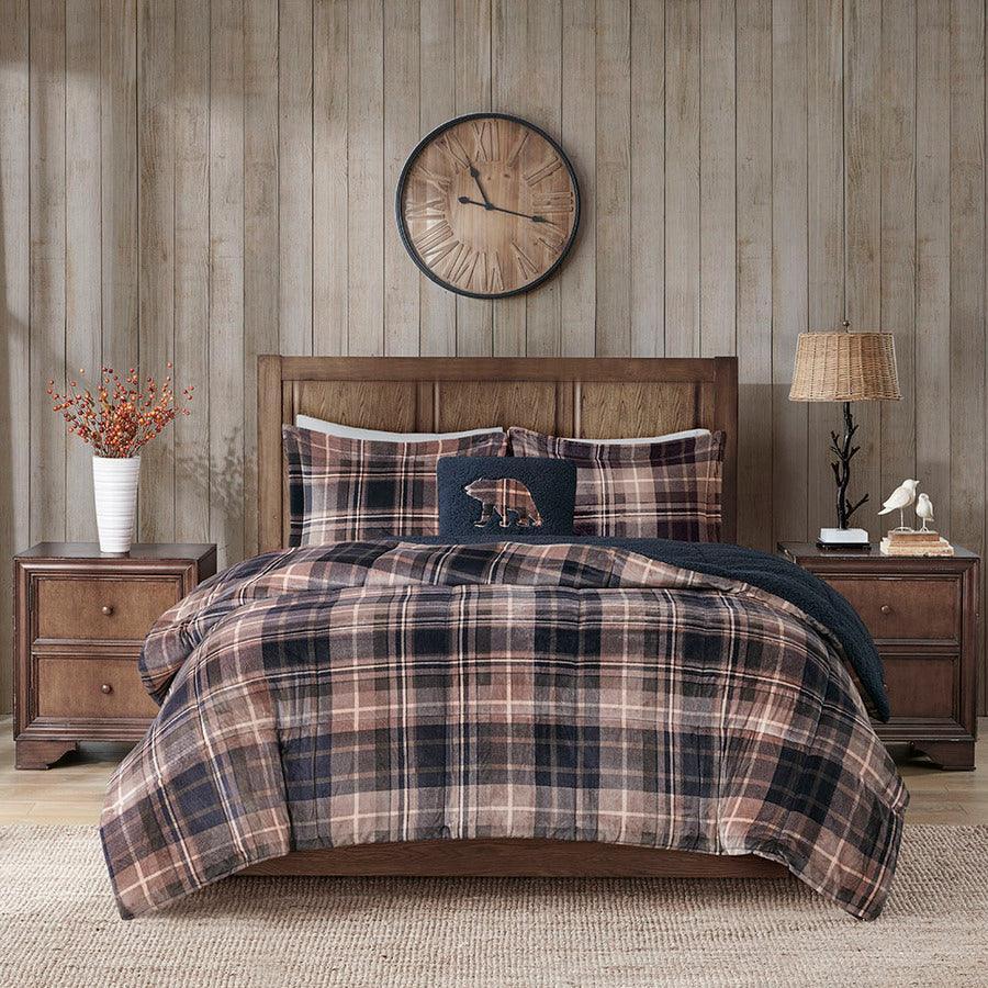 Alton King Lodge & Cabin Plush to Sherpa Down Alternative Comforter Set Brown & Olliix.com