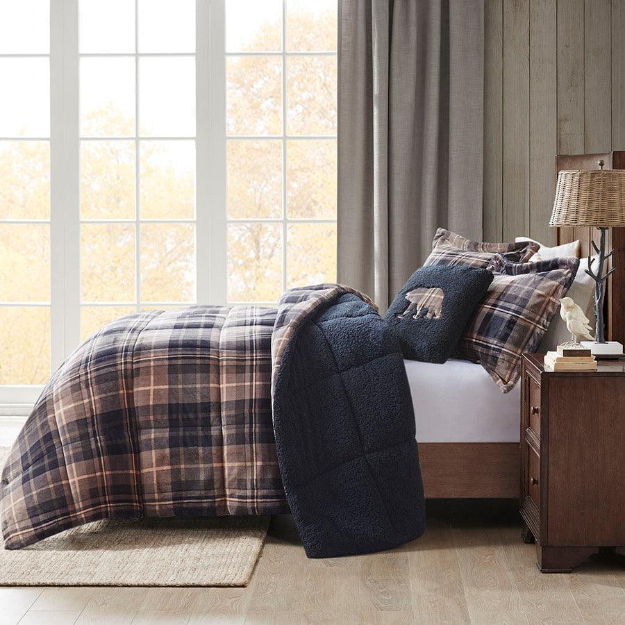 Alton King Lodge & Cabin Plush to Sherpa Down Alternative Comforter Set Brown & Olliix.com