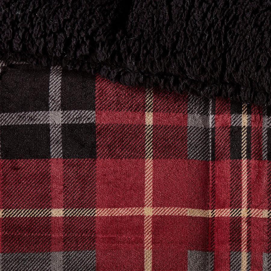 Alton King Plush to Sherpa Down Alternative Lodge & Cabin Comforter Set Red Plaid Olliix.com