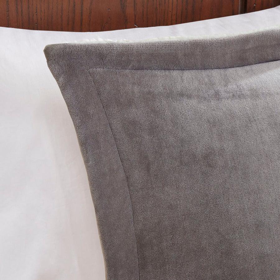 Alton Transitional Plush to Sherpa Down Alternative Comforter Set Gray | Ivory Twin Olliix.com