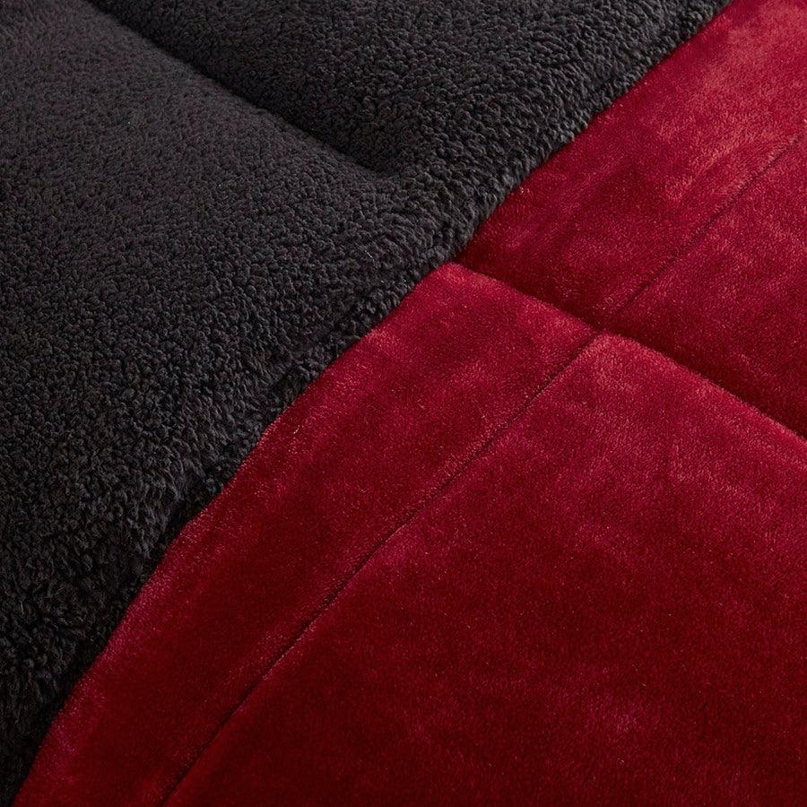 Alton Twin Plush to Sherpa Down Alternative Comforter Set Red & Black Olliix.com