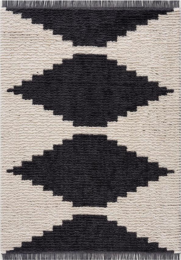 Amanda 5x7 Area Rug Black & Ivory Olliix.com