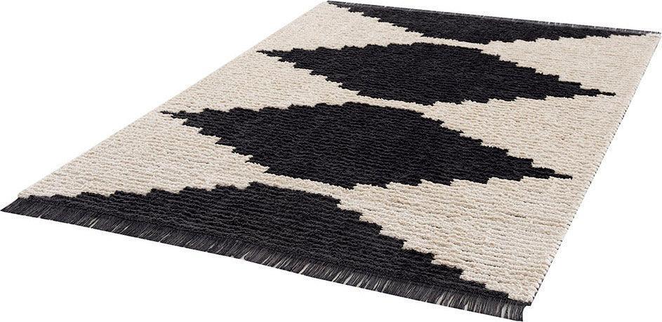 Amanda 5x7 Area Rug Black & Ivory Olliix.com