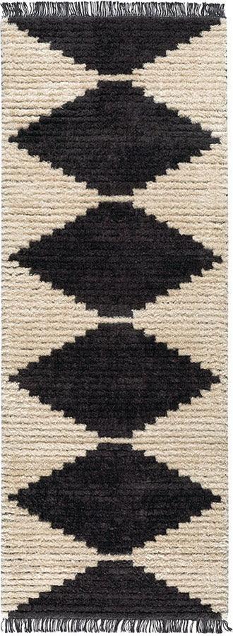 Amanda Runner 2'7"x7' Area Rug Black & Ivory Olliix.com