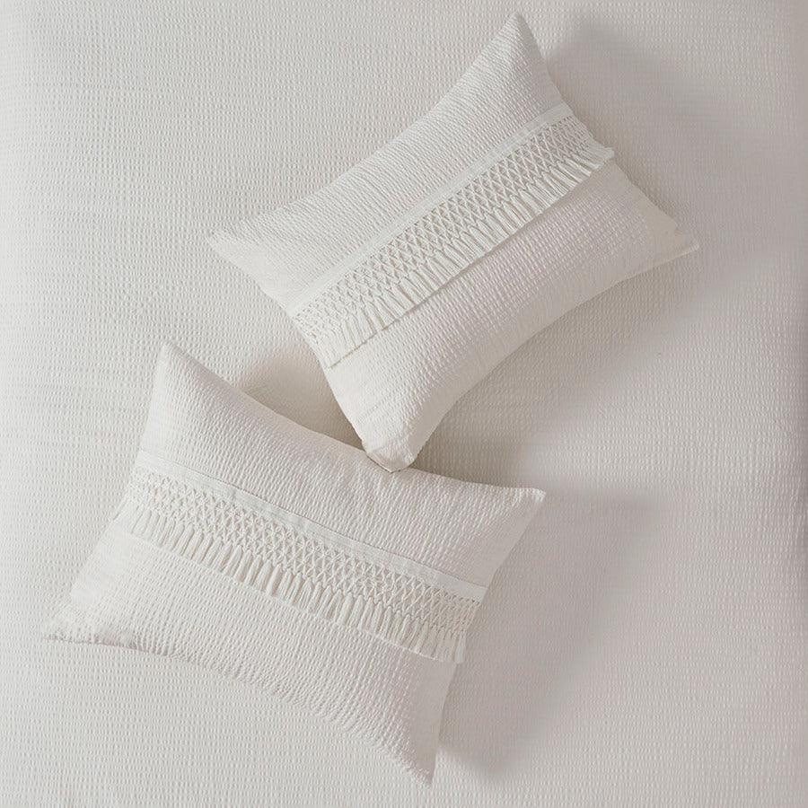 Amaya King/California King 3 Piece Cotton Seersucker Duvet Cover Set Ivory Olliix.com