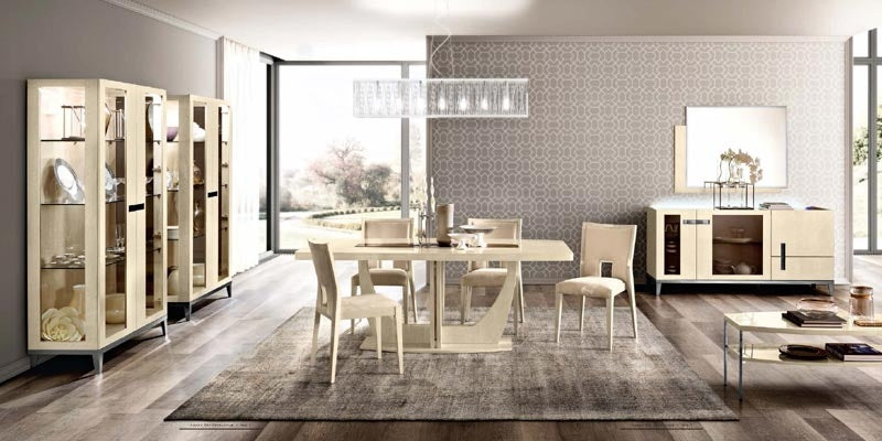 ESF Furniture - Ambra 9 Piece Dining Room Set in Ivory - AMBRA-DT-200-9SET ESF Furniture