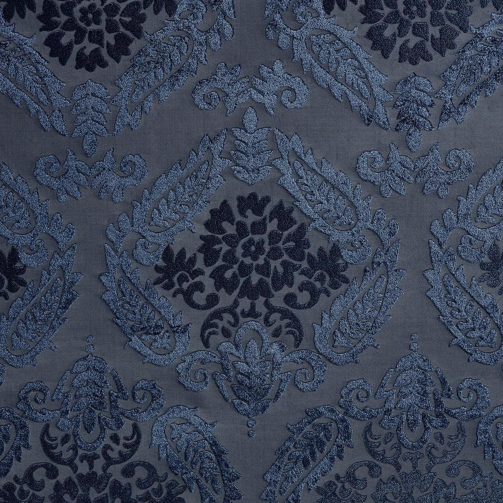 Amelia 108 H Knitted Jacquard Paisley Total Blackout Grommet Top Curtain Panel Navy Olliix.com