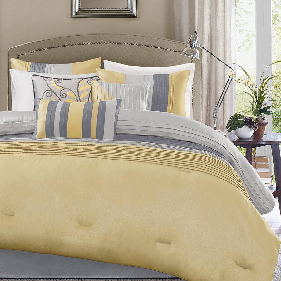 Amherst Casual 7 Piece Comforter Set Yellow King Olliix.com