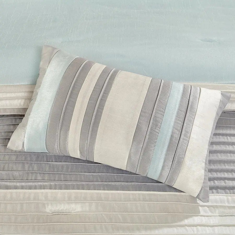 Amherst Farm House 7 Piece Comforter Set Aqua King Olliix.com