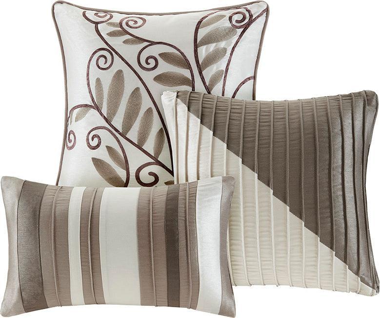 Amherst Global Inspired 7 Piece Comforter Set Natural Queen Olliix.com