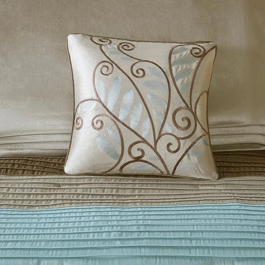 Amherst Global Inspired| 7 Piece Comforter Set Blue Cal King Olliix.com