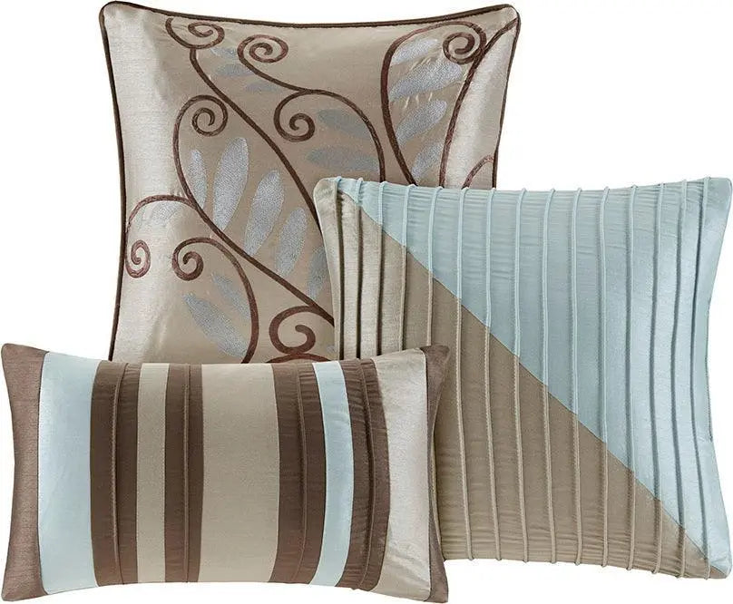 Amherst Global Inspired| 7 Piece Comforter Set Blue Cal King Olliix.com